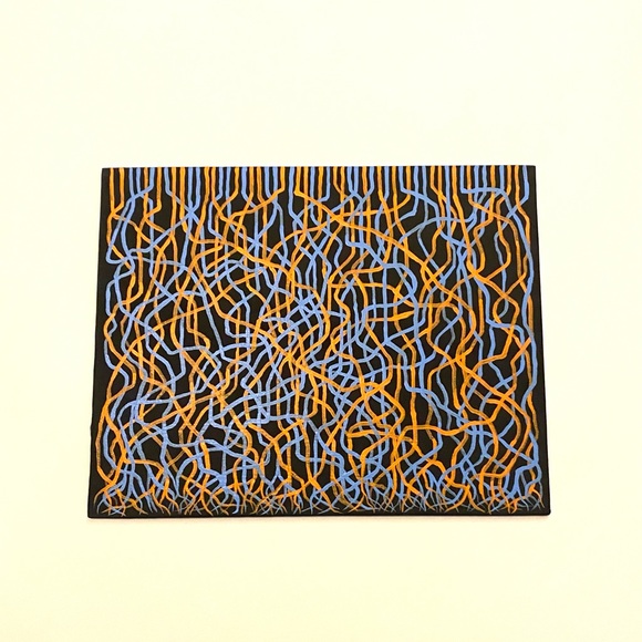 Orange and Blue Mycelium Network Painting - Black Background - Original Art - Picture 1 of 13